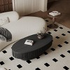 47" Fluted Oval Coffee Table with Hidden Storage,Modern Accent Tea Table for Living Room Bedroom Office-Baofuwish - 3 of 4