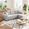 HOMCOM Sectional Sofa with Reversible Chaise, L-Shaped Corner Sofa Couch with Corduroy Fabric, Pocket Spring, 2 Pillows, Light Gray - 2 of 4