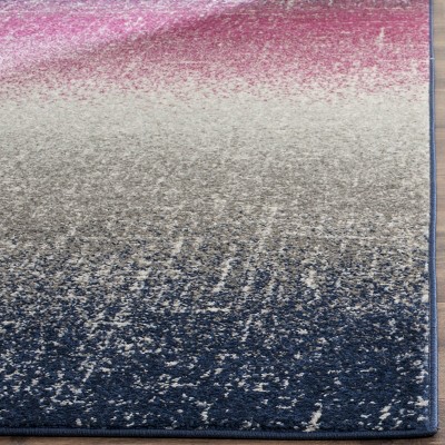 Fuchsia and Navy Abstract 3' x 5' Synthetic Area Rug