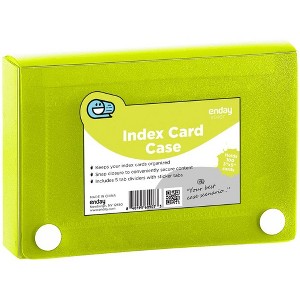 Enday 3" X 5" Index Card Case Holds 5 Tab Dividers, Green - 1 of 4