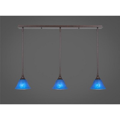 Toltec Lighting Any 3 - Light Chandelier in  Bronze with 7" Blue Italian Shade