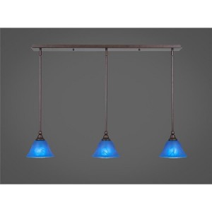 Toltec Lighting Any 3 - Light Chandelier in  Bronze with 7" Blue Italian Shade - 1 of 1