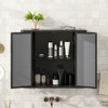 Chic Crate-Black Wall-Mounted Vanity – 2 Mirrored Doors & Open Shelf | Farmhouse Metal Frame | Over-the-Sink - 3 of 4