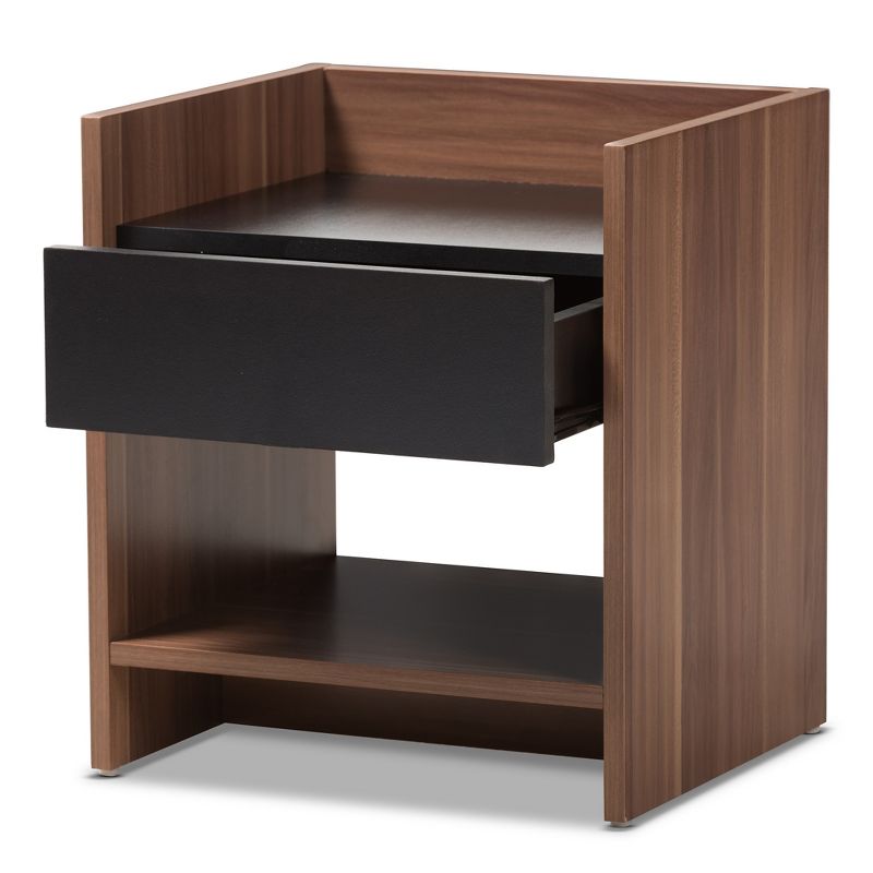Vanda Modern and Contemporary Two - Tone Wood 1 - Drawer Nightstand - Brown - Baxton Studio, 3 of 9