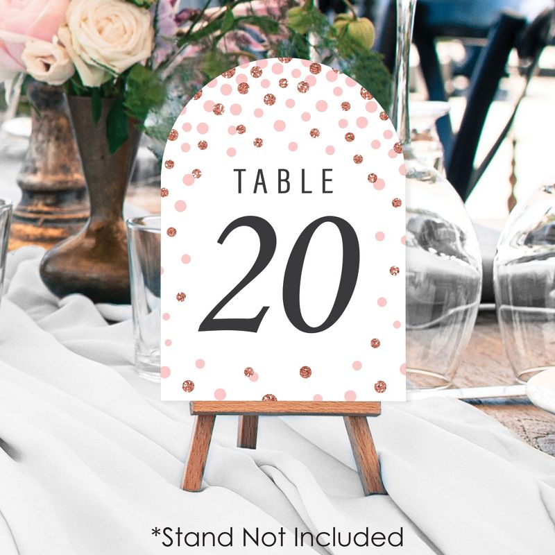 Big Dot of Happiness Rose Gold Wedding - Wedding Receptions, Parties or Events Double-Sided 5 x 7 inches Cards - Table Numbers - 1-20, 3 of 9