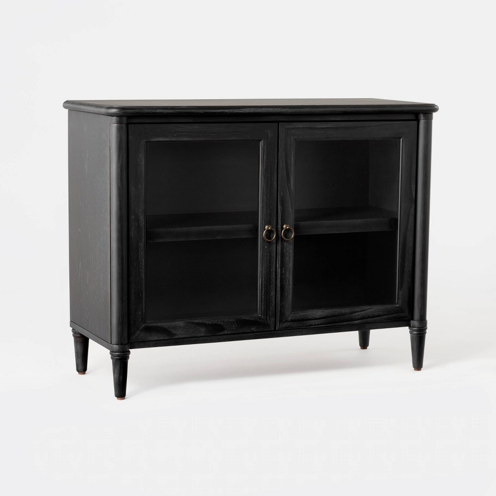 Killybrooke 2 Door Glass Cabinet Black - Threshold™ designed with Studio McGee: Brass-Finish Handles, MDF Wood Frame, Display Storage