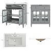 Grungis Bathroom Vanity with Ceramic Sink,Silver Metal Knobs and Soft Close Hinges,Cabinet with Adjustable Shelf and Tip-Out Tray - 3 of 4
