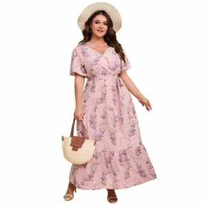 Women's Plus Size Dress Short Sleeve Dress Summer Casual Flowy Midi Dress :  Target