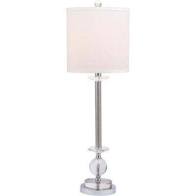 Elegant 31" Crystal Candlestick Table Lamp Set with White Shades
