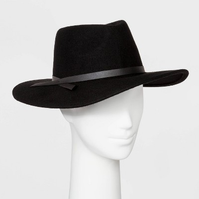 black wide brim hat