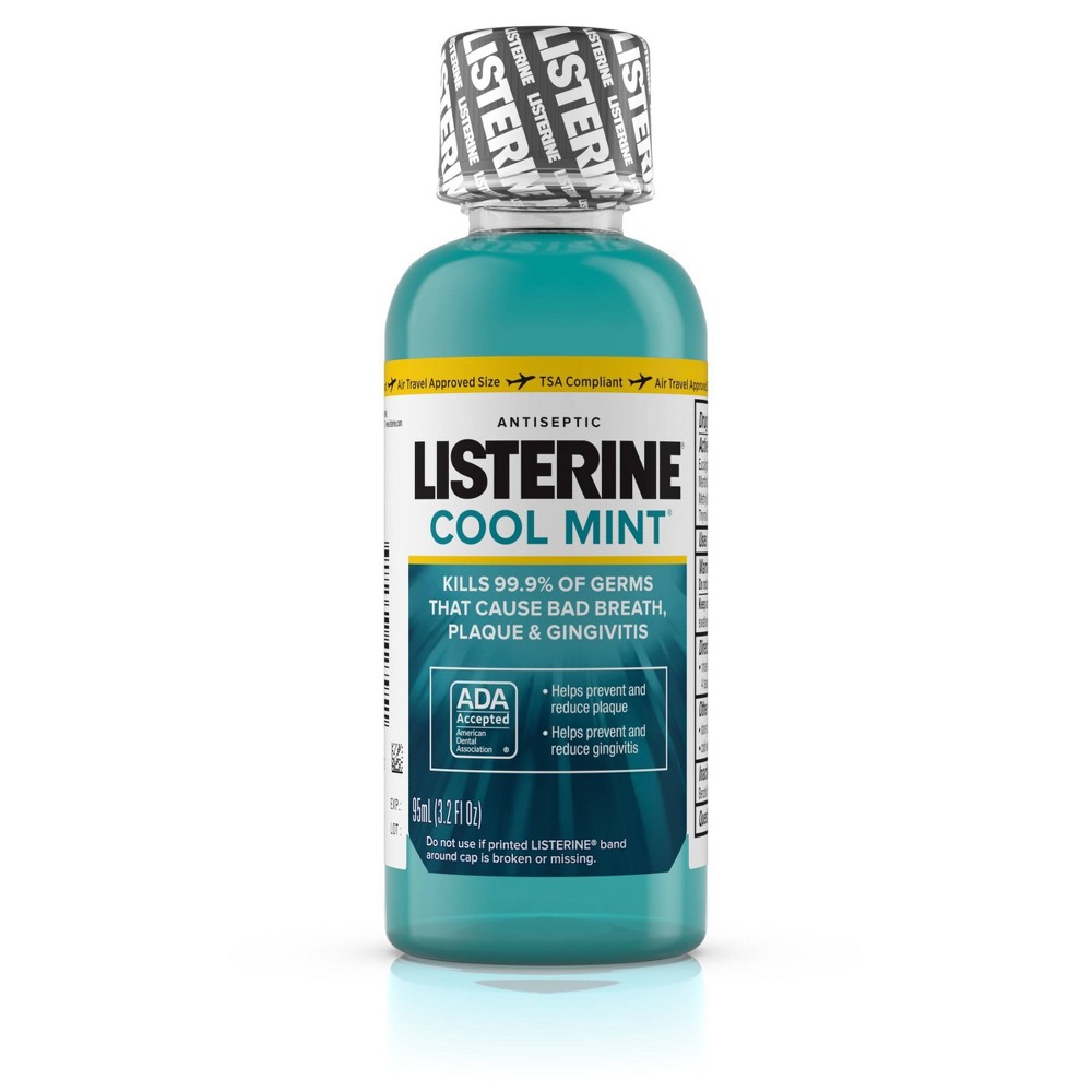 Listerine Cool Mint Antiseptic Mouthwash for Bad Breath  Mint  3.2 oz
