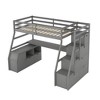 Loft Bed Twin Size Wooden Frame Bed With 7 Drawers 2 Shelves 1 Desk Space-Saving Design For Kids Bedroom Furniture - 3 of 4
