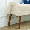Kumasinova Modern Armrest Bench – Irregular Geometric Design, Entryway Bench with Rubber Wood Legs, End of Bed Bench, Ottoman Bench for Living Room - 2 of 4