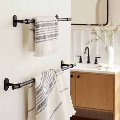 24-inch Matte Black Aluminum Wall Mounted Towel Bar