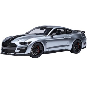 Ford Mustang Shelby GT500 Iconic Silver Metallic with Black Stripes 1/18 Model Car by Autoart - 1 of 4