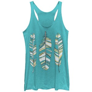 Women's Lost Gods Three Feathers Racerback Tank Top - 1 of 3