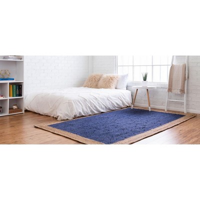 Handmade Navy Blue Braided Reversible Rectangular Rug