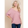 Slickblue Women's Rib Modal Dolman Sleeve Top with 3/4 Sleeves - Soft Stretch Fit in Mauve/Lavender/Charcoal, Size S-L - 3 of 4