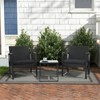 Aoodor 3 Pieces Outdoor Patio Wicker Furniture Set, Modern Rattan Chair Conversation Sets with Coffee Table for Balcony, Porch, Garden, Yard - 3 of 4