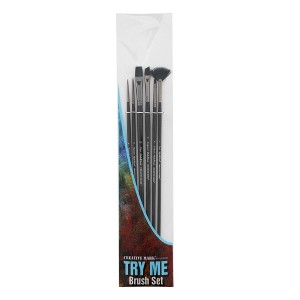 Black Swan Synthetic Red Sable Paint Brushes Try Me Set of 6 - Professional Quality Long Handle Paint Brushes in Assorted Shapes and Sizes for Oil, - 1 of 4