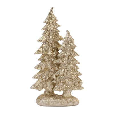 Glittered Double Tree Figurines – Set of 2