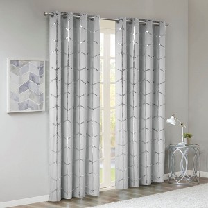 Total Blackout Metallic Print Grommet Top Curtain Panel(Only 1 Pc Panel) - 1 of 4