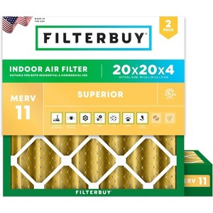 Filterbuy 20x20x4 Air Filter (2-Pack), Pleated MERV 11 Allergen Defense Replacement HVAC AC Furnace Filters (Actual Size: 19.50 x 19.50 x 3.63) - 1 of 4