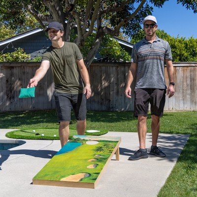 Golf Course Design Premium Wood Cornhole Set with Bean Bags