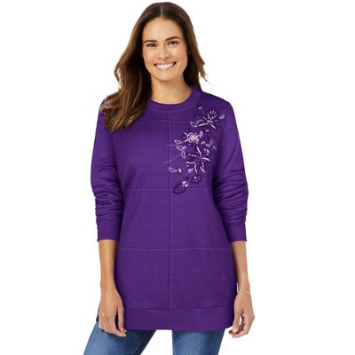 Woman Within Plus Size Patchwork Embroidered Top