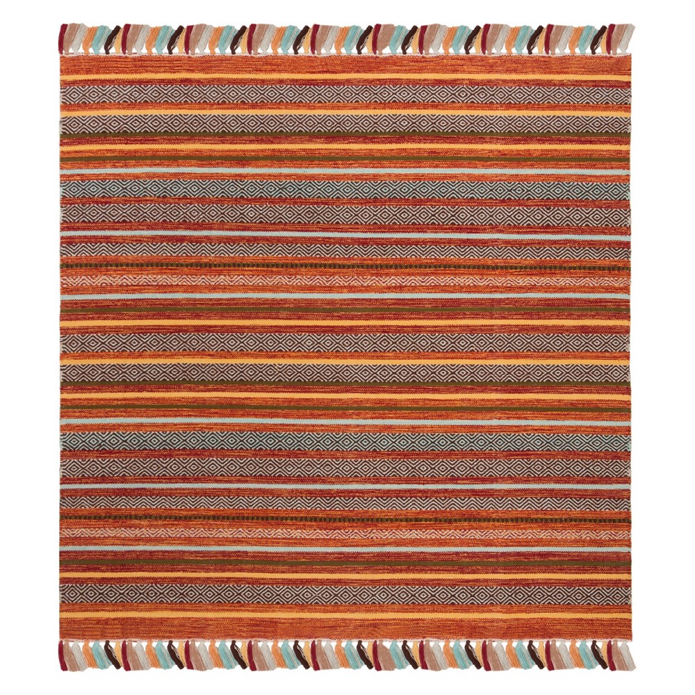 6'x6' Stripe Woven Square Area Rug Rust - Safavieh