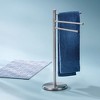 Evideco French Home Goods Freestanding Towel Rack Holder 3 Swivel Arms Round Base Stainless Metal - 2 of 4