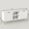 JUJABU Modern TV Console with Wave-Pattern Cabinet Doors, Open & Adjustable Shelves - White - 2 of 4