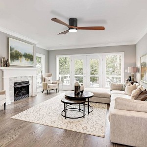 TOBILI 52-inch Ceiling Fan with Light, 3 Wood Blades for Living Room (Black+Dark Walnut) - 1 of 4