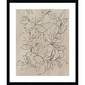 21" x 25" Outlined Leaves II by Asia Jensen Wood Framed Wall Art Print - Amanti Art