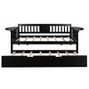 PAGED Twin Size Daybed Modern Wooden Bed Frame Simple Sofa Bed with Trundle and 2 Side Tables for Living Room, Espresso - 3 of 4