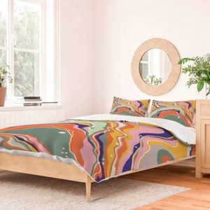 Deny Designs 3pc King Gigi Rosado Retro Marble Duvet Cover and Pillow Sham Set Green: 300 Thread Count, Woven Polyester - 1 of 4