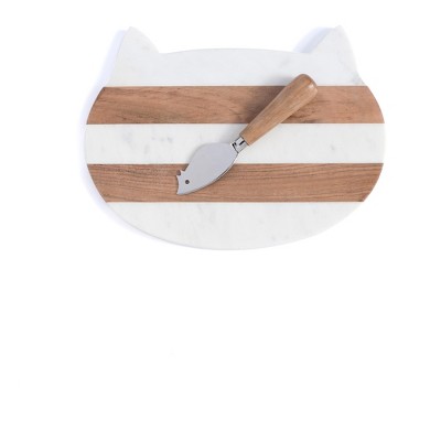 Kitty Platter And Cheese Knife Set - Multi-Colored - Shiraleah