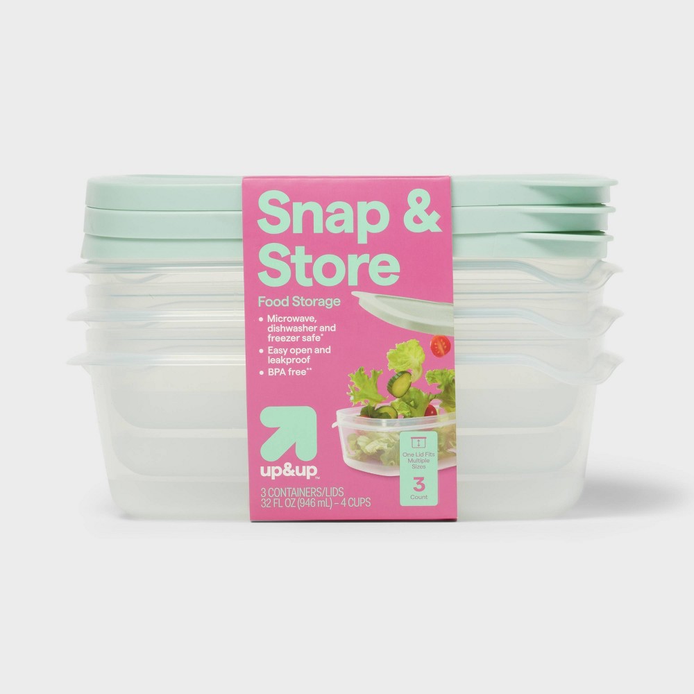 Snap & Store Rectangle Food Storage Containers - 32 fl oz/3ct - up&up™