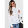 Amaryllis Women's Lace Long Sleeve Mock Neck Top Sheer Floral Knit Elegant Lightweight Layering Blouse - 3 of 4