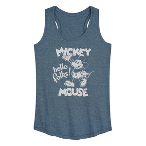 Women's - Disney - Mickey Mouse Hello Folks Graphic Racerback Tank - 1 of 4