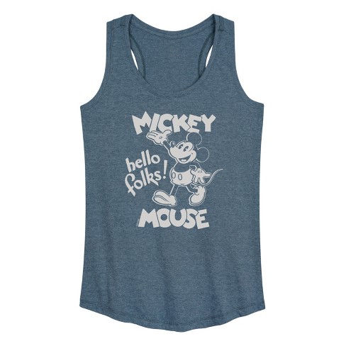 Women's - Disney - Mickey Mouse Hello Folks Graphic Racerback Tank - image 1 of 4