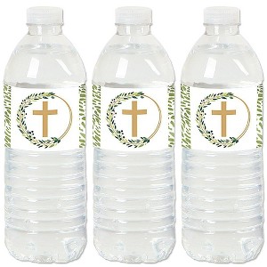 Big Dot of Happiness Elegant Cross - Religious Party Water Bottle Sticker Labels - Set of 20 - 1 of 4