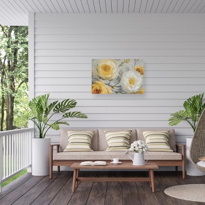 Lisa Audit Sunshine Yellow and White Floral Outdoor Canvas Print 30x47