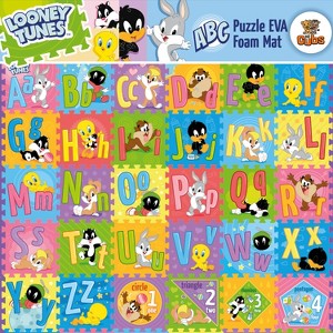 Looney Tunes ABC, Numbers & Shapes Foam Puzzle Baby Activity Floor Playmat - Tummy Time, Kids Preschool & Nursery - 36 Tiles, 12x12" - KC Cubs - 1 of 4