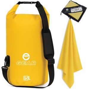 Waterproof Dry Bag 15L with Free Quick Dry Microfiber Towel – Floating Roll Top Dry Sack - Enthusiast Gear - 1 of 4