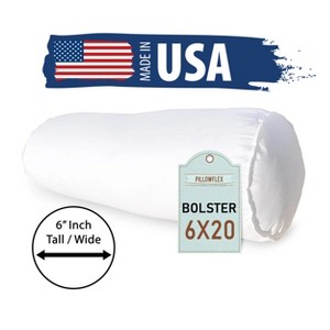 Pillowflex 6"x20" Bolster Pillow Insert - Round Plush Polyester Fiber Pillow - 1 of 4