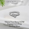 Tatiana Engagement Ring for Women Sterling Silver 2 Stone Promise Cz Ginger Lyne Collection - image 3 of 4