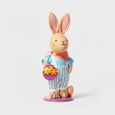 Fabric Dressed Easter Bunny Figure with Floral Basket - Spritz™
