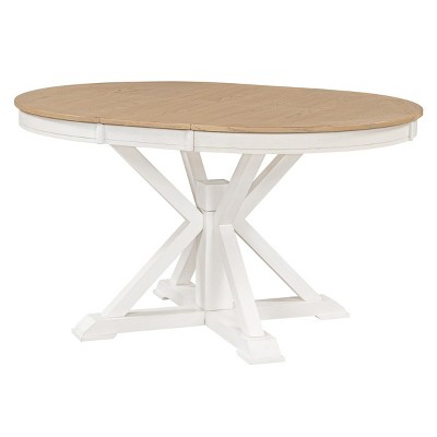 Extendable Dining Table with Butterfly Leaf,Wood Dining Table with X-Shaped Base for 4-6 People,Farmhouse Oval Dining Table for Kitchen-Koiai
