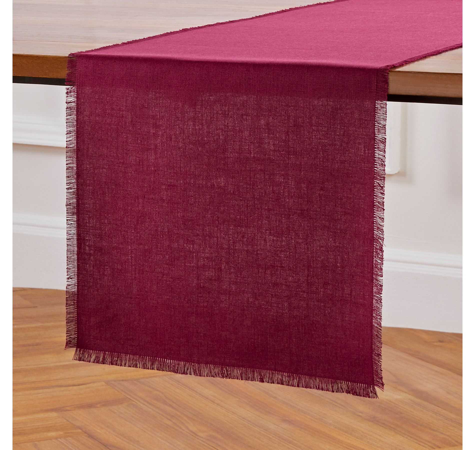 Linen Table Runner for Mothers Day, St Patricks Day, Spring, Easter Dining Table Decor - Fringe